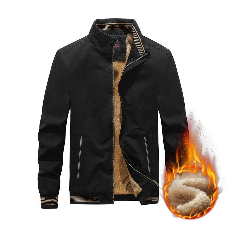 Add Pile Thickened Pure Cotton Wash Jacket Men's Coat Autumn and Winter New Jacket Stand Collar Casual Men's Coat