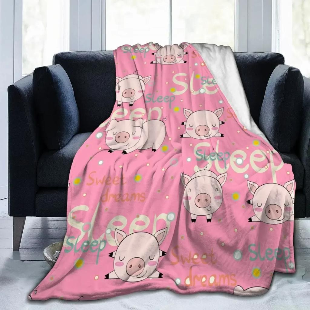 Pig Blanket Gifts for Women Pig Lovers,Pink Pig Blankets for Girls Boys,Cozy Warm Cute Animal Flannel Throw Blanket for Bed Sofa