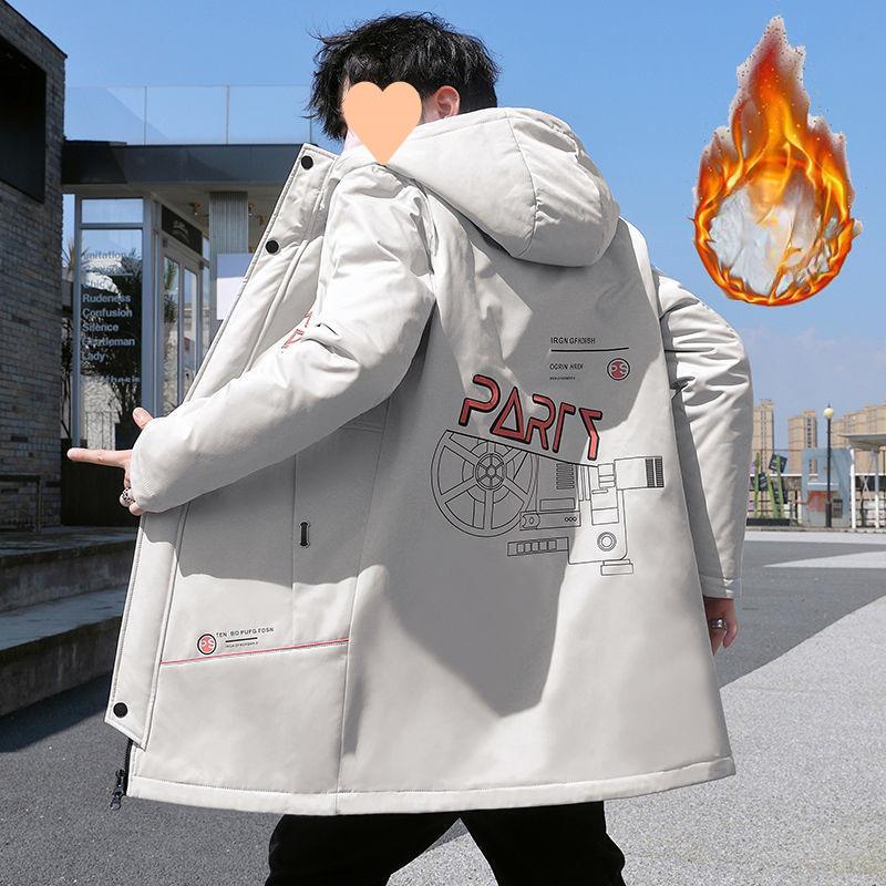 Herbst- und Winter-Neue Jacken, Vielseitige Jugend, Trendige Herren-Verdickte Jacken, Hübsche Studenten, Mittel- und Lange Samt-Baumwollmäntel für Herren