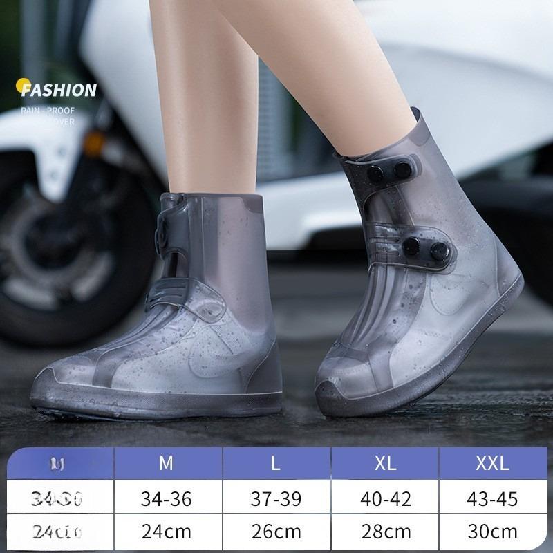 1 Pair Dual-Tone Waterproof Shoe Covers - Washable, Non-Slip with Secure Button Closure, Durable Rubber Rain Boots for Outdoor Activities
