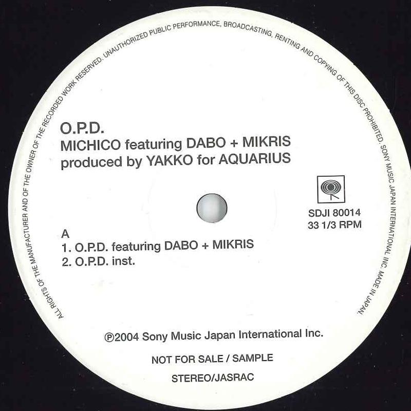 

12inch Record MICHIKO DABO MIKRIS O.p.d SDJI80014 SONY Japan Japanese Club Dance Used