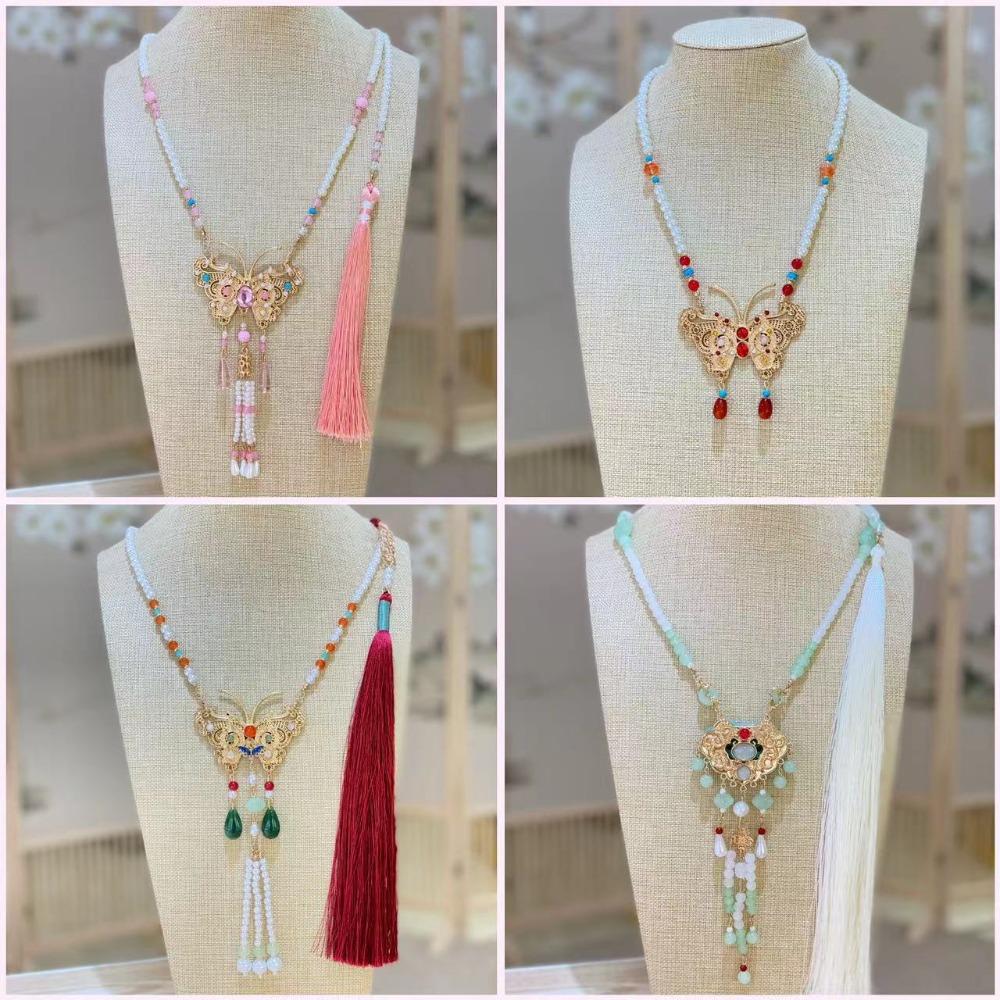 Alloy Chinese Style Necklace Pearl Inlaid Design Pearl Tassel Chain Hanfu Jewelry Hanfu Matching