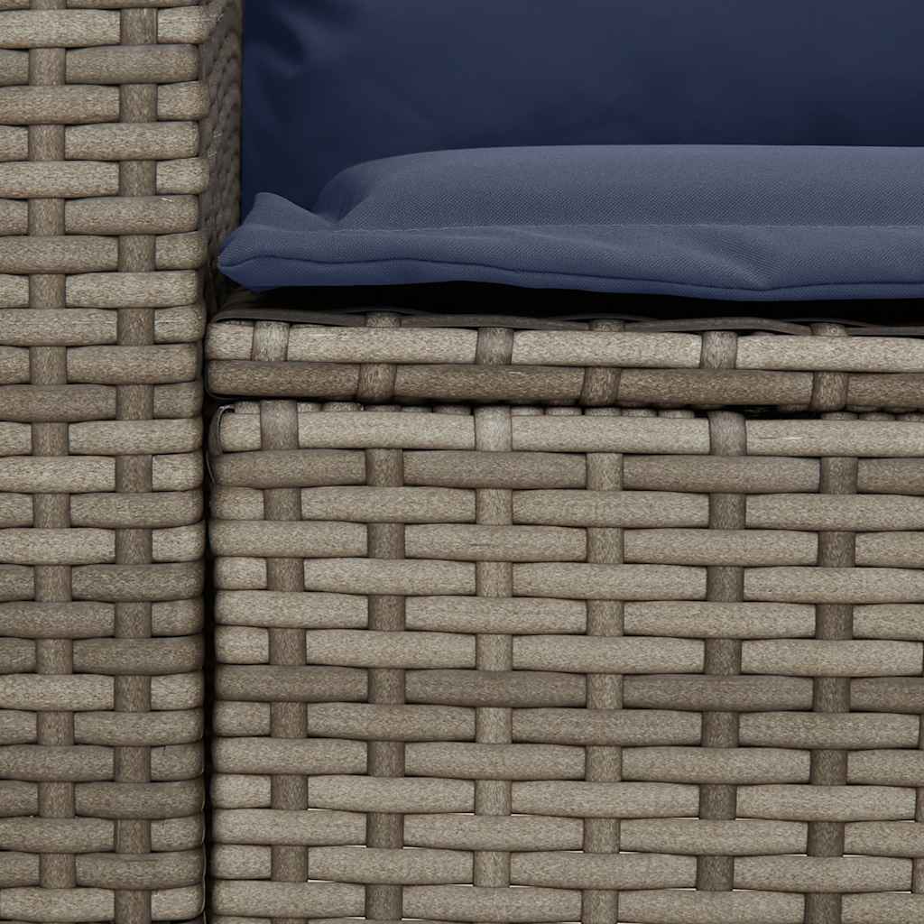 Garden Sofa with Cushions Gray Poly Rattan