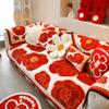 Modern Style Short Plush Sofa Cover Floral Pattern Winter Warmth Couch Cushion Home Living Room Decoration Anti-slip Slipcover