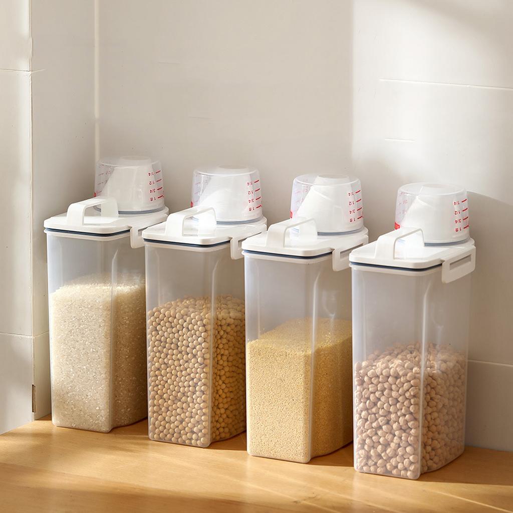 Rice Airtight Storage Container with Clear Scale Double Sealed Rice Containers for Cereal Flour