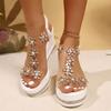 Women’s Floral Rhinestone Wedge Platform Sandals Beach Summer Shoes