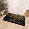 Golden Tree of Life Celtic Knots Doormat,  Black Gold Polyester Mat for Christmas Home Entrance Decor, Washable