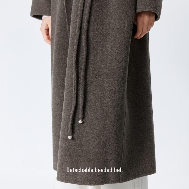 VEROMODA Women's Pure Wool A-Line Belted Long Coat