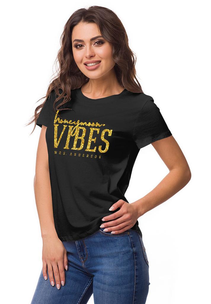 Inkdotpot Personalized Womens Tshirt Top Honeymoon Vibes Mrs Wedding  Announcement