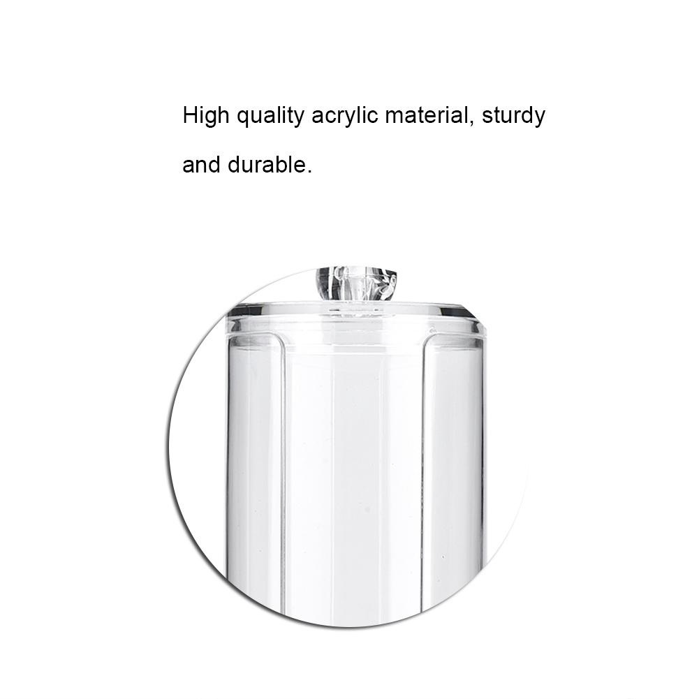 Transparent Round Acrylic Cotton Pad Storage Case Organizer Puff Holder Container