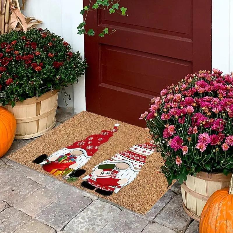 40*60cm Christmas Door Mat New Year Nonslip Entryway Floor Rug Floor Decoration Cartoon Pattern Pad Letters Doormat Home Carpet