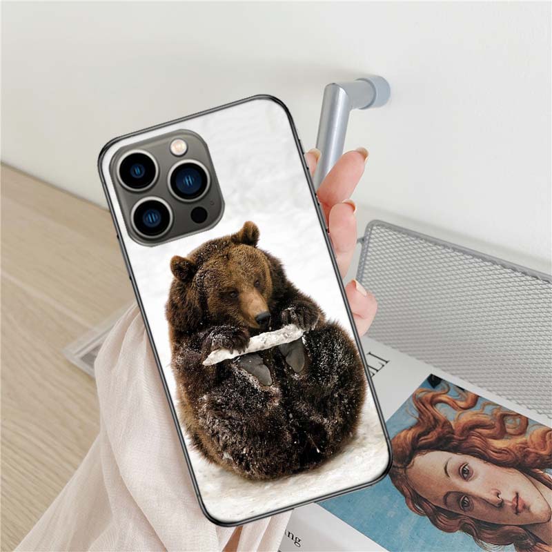 Kodiak Bear Phone Case For Iphone 17 Air 16 15 Pro Max 14 Plus 16E Coque 13 Pro 12 Mini 11 Clear Cover Silicone Cute Shell Soft