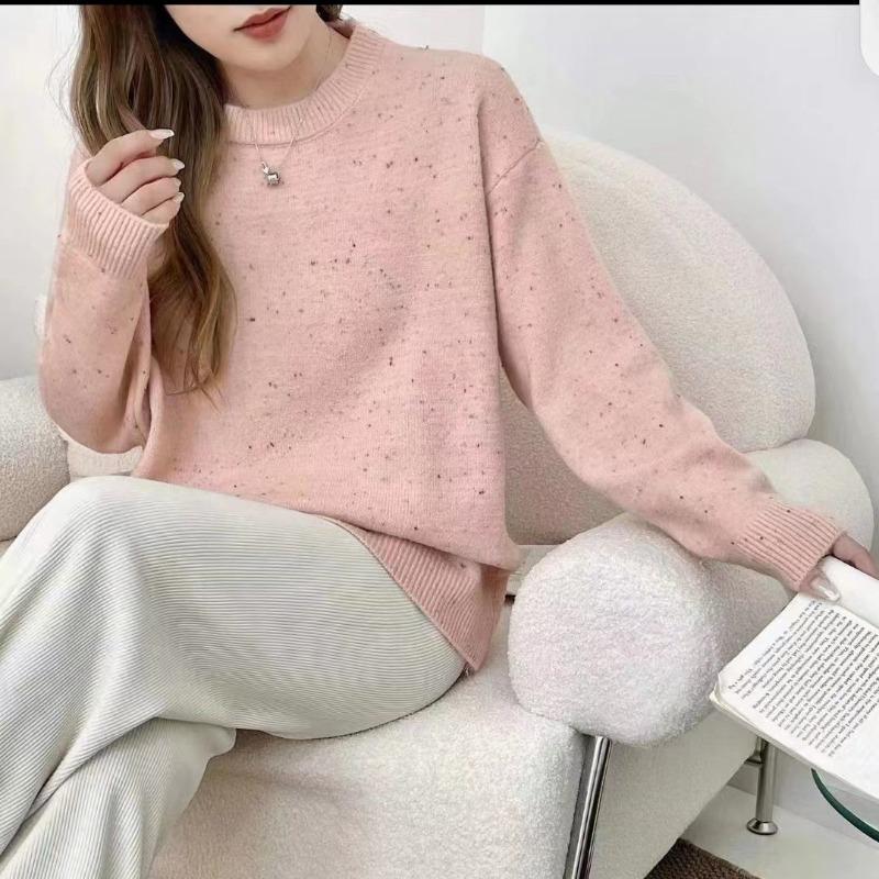 

Женский свитер новый свободный верхняя одежда ленивый ветер белый свитер с розовым топом базовая рубашка женский осенне-зимний 0056 average size [85-135] розовый