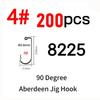 200pcs #8~#6/0 High Carbon Steel 90 Degree Aberdeen Jig Hook Bent Saltwater Long Shank Soft Worm Hooks