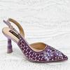 E-commerce Ladies' High Heels & Bag Set: Pointed Toe, Full Diamond Design, 3D Flower Accents, Matching Small Square Bag