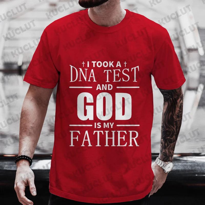 

Religious Christian T-Shirt for Men Took A Dna Test and God Is My Father Print Men s Tshirts Christian Cross Jesus Tee Clothes S