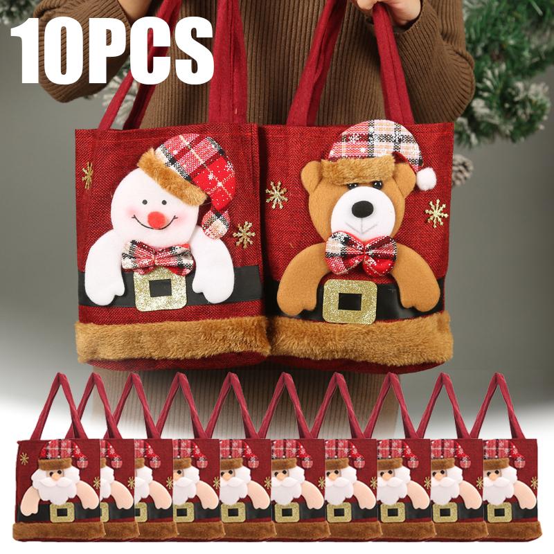 Santa Claus Snowman Deer Christmas Gift Bag for Childrens Candy Presents Holiday Party Favor Decorative Handbag