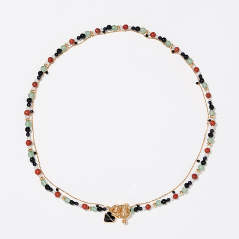 

BIMBA Y LOLA [25FW] BIMBA Y LOLA Gold Double Layer Heart Logo Chain Stone Necklace B256AIU004BKF Black_FREE