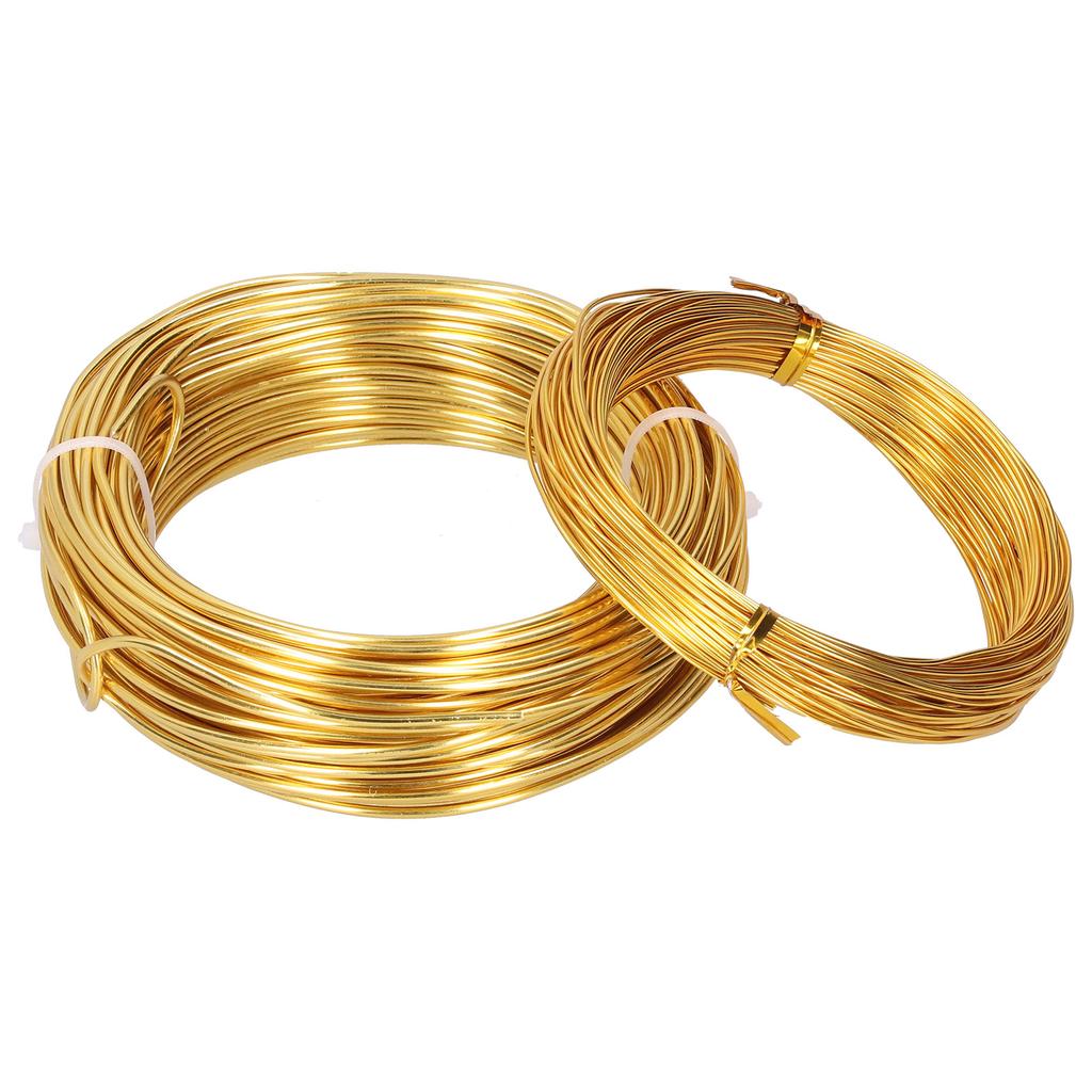 2 Rolls 1.0mm 2.0mm Aluminum DIY Jewelry Craft Making Wire Flexible Floral Jewelry Wire Gold
