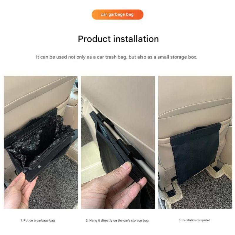 Vehicle Rubbish Bin Garbage Cans Waterproof Organizer Storage Garbage Can Car PU Leather Trash Bag for Back Seat