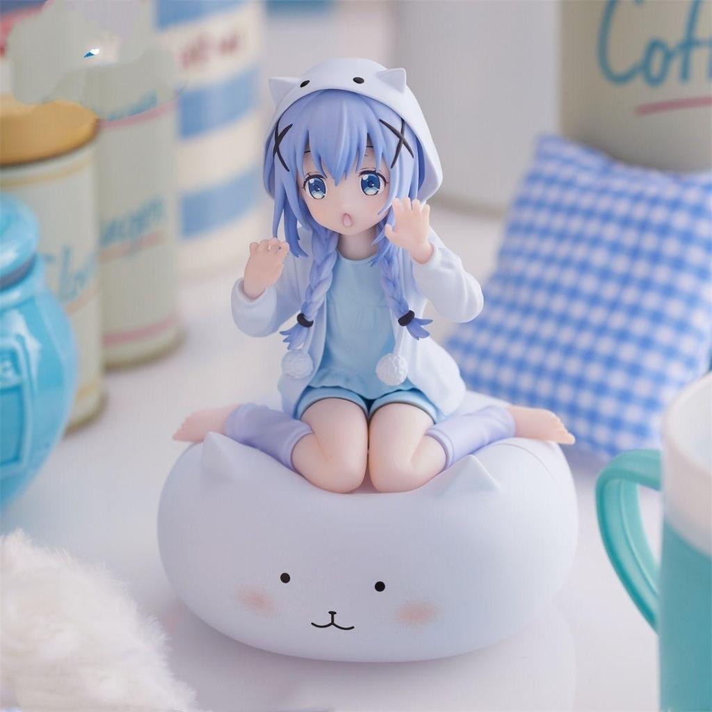 Chino Kafuu Cat Ear Figurine - Anime Character Collectible for Desk & PC Case Decoration