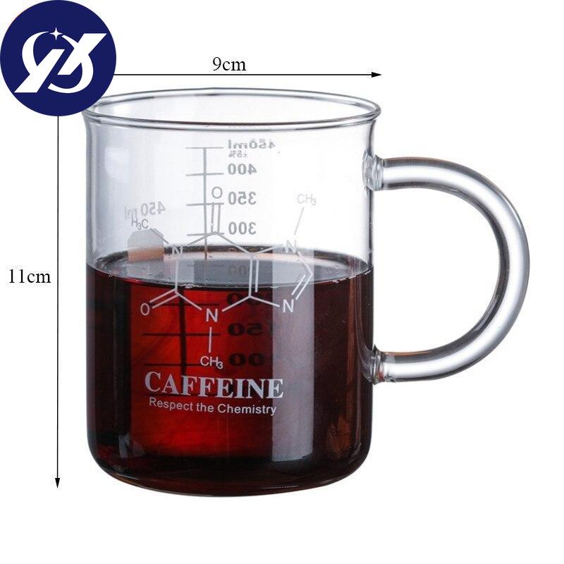 450ml Glasbecher Becher Milch Frühstück Kaffeetasse gh Hochtemperaturbeständige Tasse mit Skala Trinkgeschirr