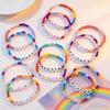 Bohemian Rainbow Polymer Clay Stackable Letter Bracelet for Women