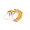 Stainless Steel Gold Color Star Moon Open Rings For Women Minimalist Metal Two Tone Adjustable Finger Ring Jewelry Party Gift