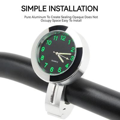 Waterproof Motorcycle Quartz Watch Aluminum Housing 22-25 Mm Handlebar Mount Clock Luminous Quartz Movement Luminous Clock