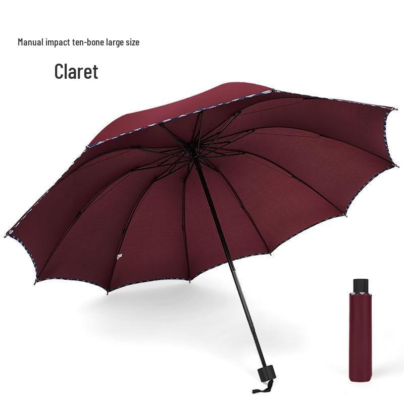 60-Bone Double-Rib Automatic Folding Umbrella: Black Sunshade & Rain Protection, Dual-Use for UV Sunscreen or Business Advertising.