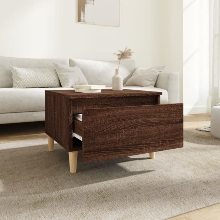 819514 vidaXL Side Table Brown Oak 50x46x35 Cm Engineered Wood