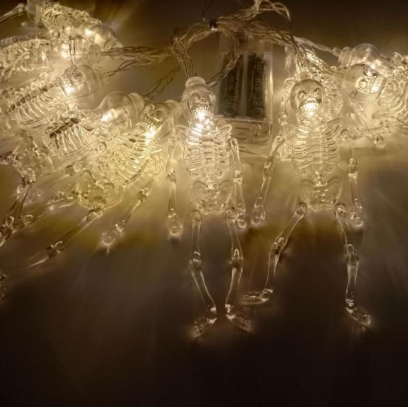 LED Halloween String Lights - Pumpkin, Ghost, Skull & Bat Decorations for Haunted House Atmosphere