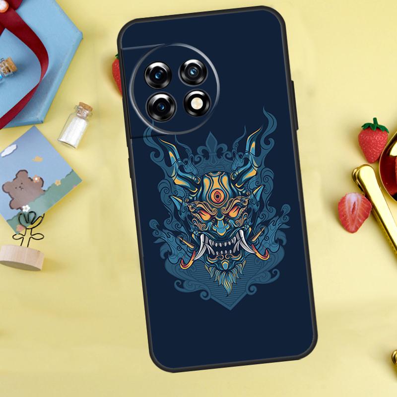 Samurai Oni Mask Case For OnePlus Nord 5 CE 2 3 4 Lite N20 N30 OnePlus 10T 12R 13R 13T 10 11 12 13 15 Cover