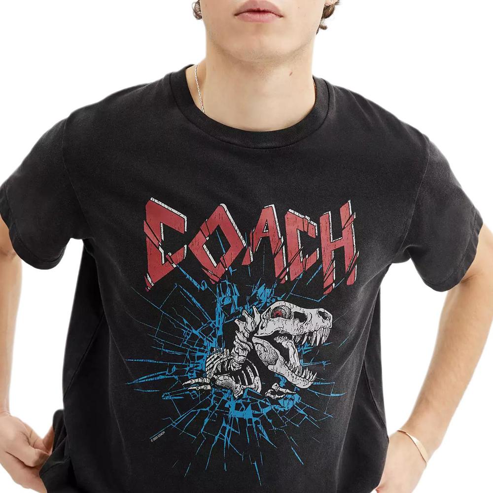 Coach Signature Rexy Skull Crew Neck T-Shirt Unisex T-Shirts Black CAY57-BLK