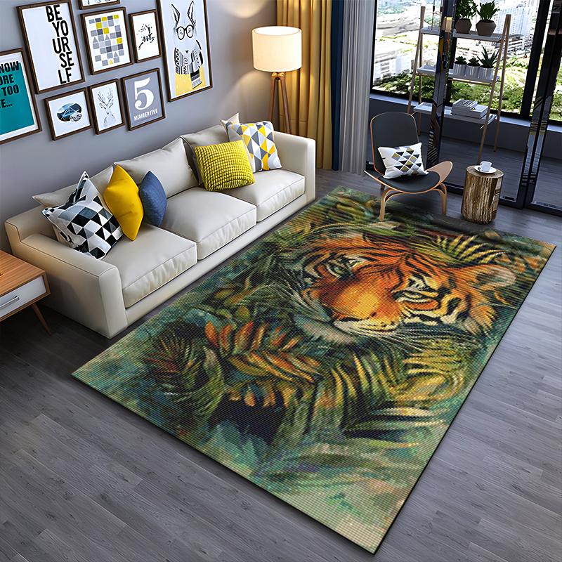 

Tiger Pattern Carpet Jungle Design Living Room Decor Vibrant Colors Suitable for use as an anti-slip for living room bedroom sofas 40x60cm( 15x23in )