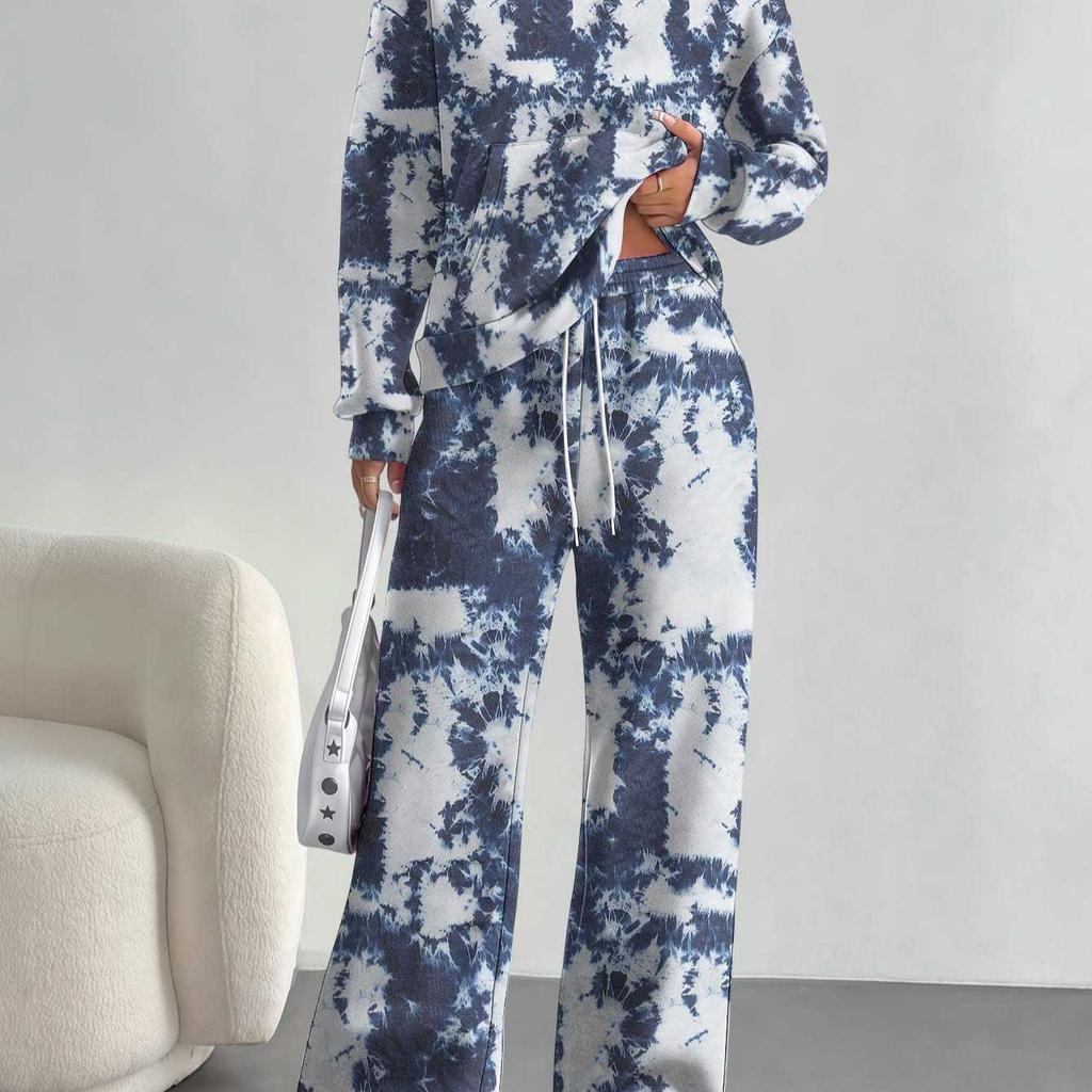 Gradual Change Europe and America Autumn and Winter 1116 Casual Long-sleeved Suit Women's Hooded Sweater Trousers Two-piece Set