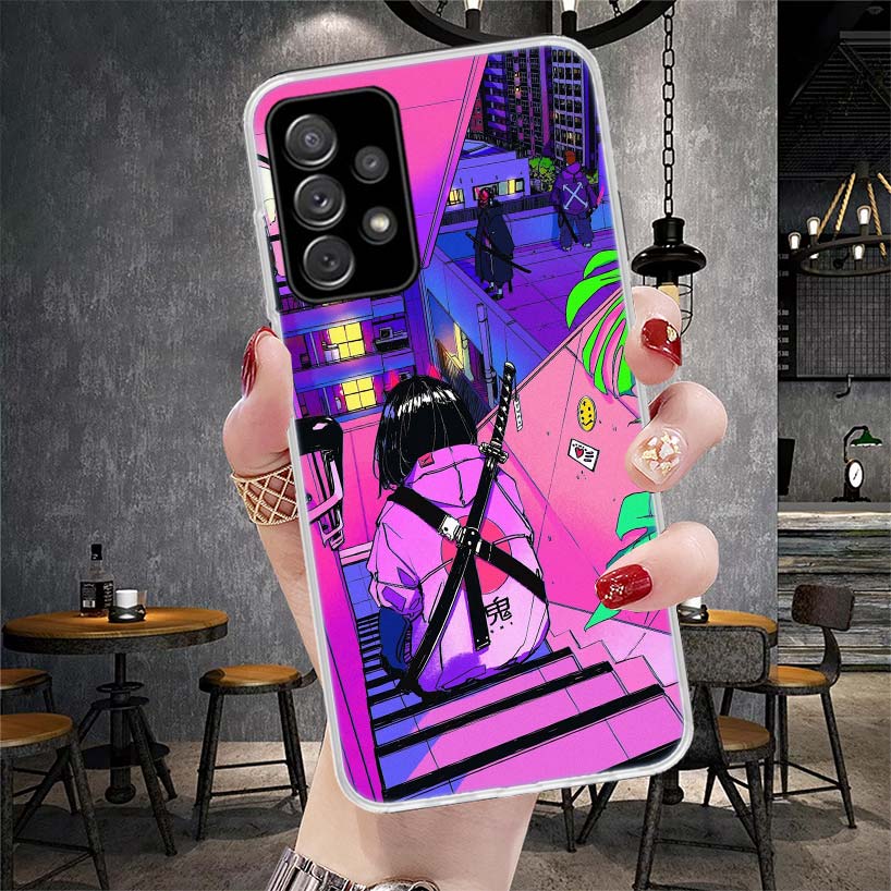 

Anime Vaporwave Glitch Purple Soft Phone Case For Samsung Galaxy A13 A14 A15 A16 A17 A53 A54 A55 A56 A57 A33 A34 A35 A36 A37 A23 Samsung A16