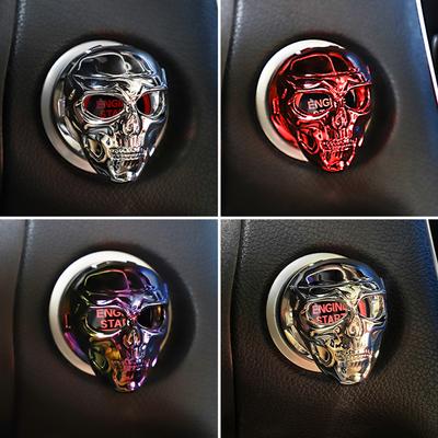 1 Auto-Ein-Schlüssel-Start-Stopp-Tastenabdeckung Totenkopfschalter-Schutzdekorationsabdeckung Innendekorationsaufkleber Autozubehör