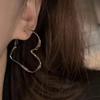 Punk Fashion Irregular Heart Silver Color Earrings for Women Simple Metal Hollow Love Heart Drop Earring Jewelry Friendship Gift