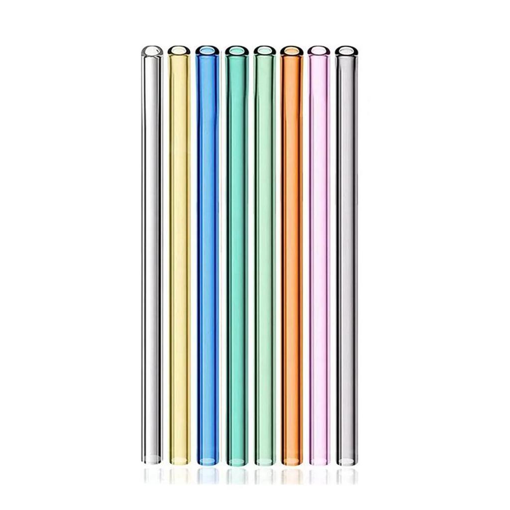 8mm 10mm Bar Tumbler Drinking Straight/ Curve Clear Assorted Colors Reusable Multiuse Home Lving Eco Thick Glass Straw Party  Beads