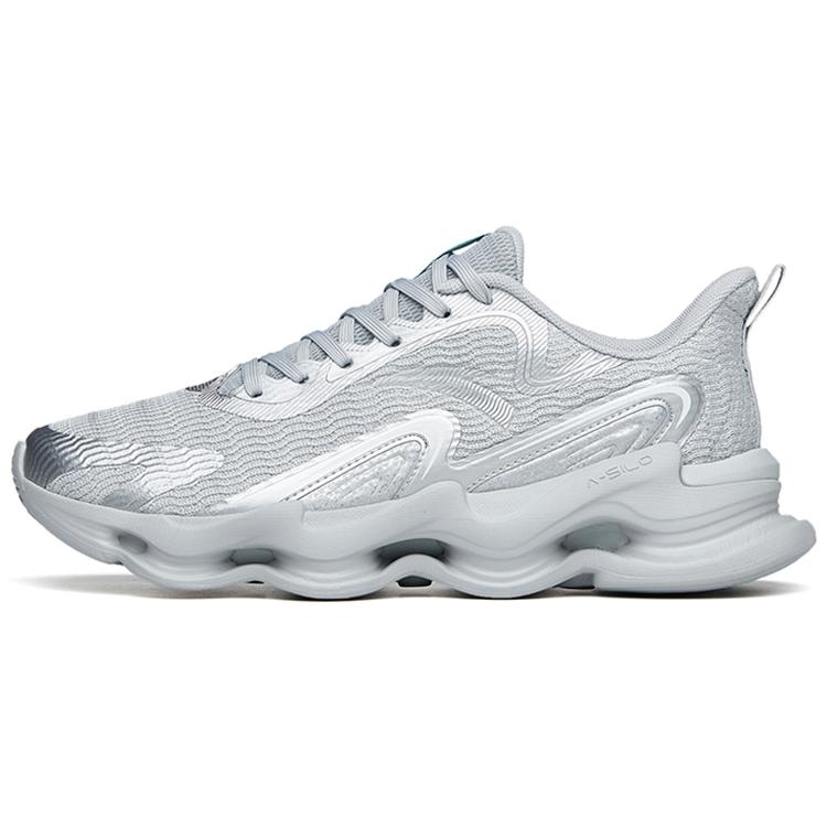 

New Anta Cushioned Anti Slip Wear Resistant Breathable Lightweight Low Top Running Shoes Men s Silver 112215555-7 43