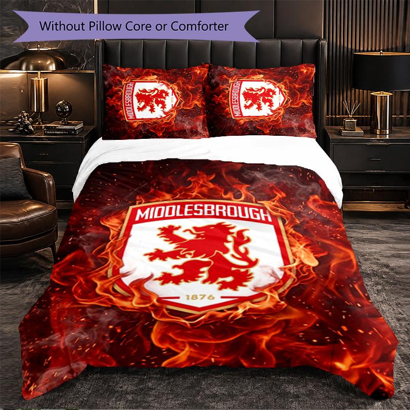 Biancheria da letto a tema Middlesbrough FC Set 3 Pezzi Copripiumino Biancheria da letto Decorativa per Camera Adolescenti Decorazione Casa