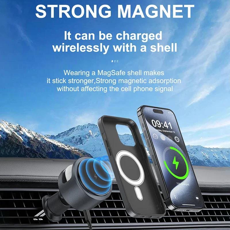 Magnetic 2 In 1 Car Wireless Charger Car Phone Holder Fast Charging Station Mount For  iPhone 16 15 14 13 12 Pro Max Airpods