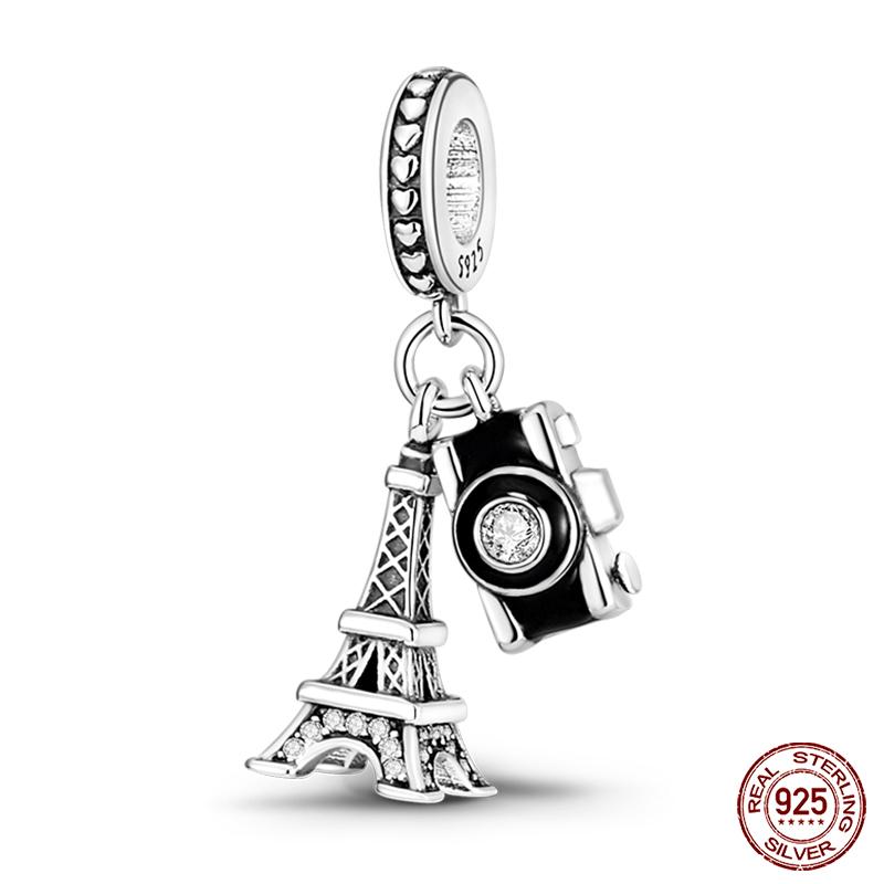 S925 Silver Fashion Camera Coffee Cup Flower Charms Beads Fit  S925 Original Bracelet DIY Birthday Jewelry Making For Women