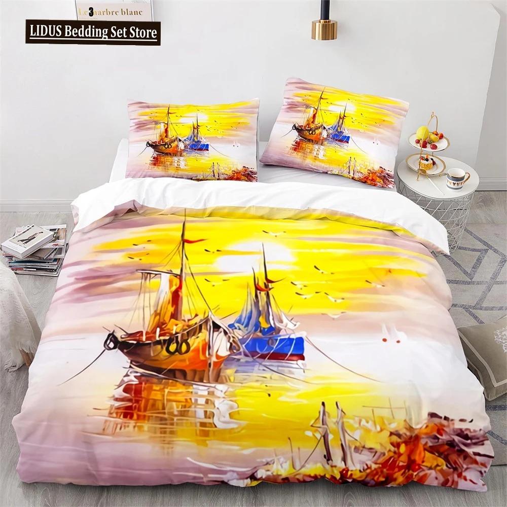 Comforter Oil Painting Pink Cherry Blossoms Tree Flowers Polyester Comforter King Queen Full Size For Girls Boys Kid