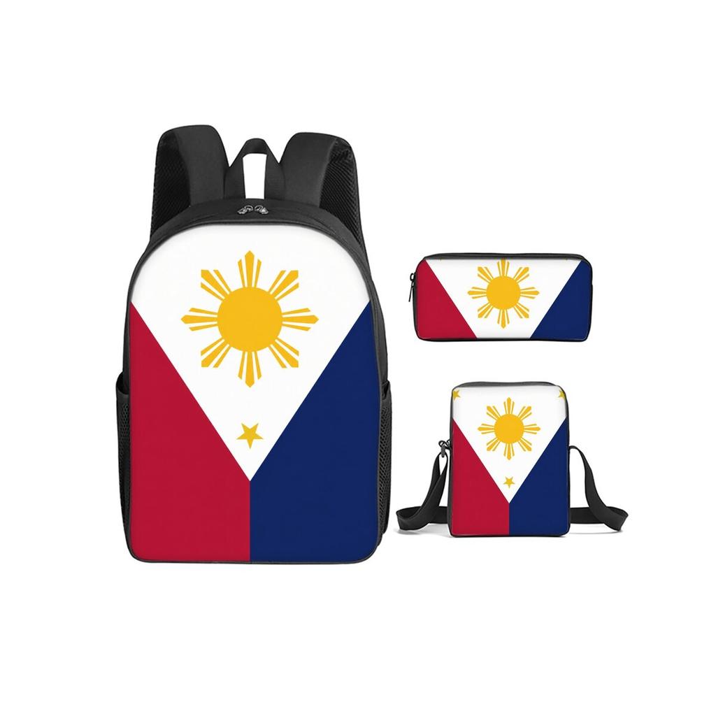 Flag Print 3Pcs/Set Backpack with Messenger Bag ,Pencil Bags for Boy/Girl Best Gift Cartoon Student School Bags