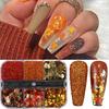 Nail Art Sequins 6-Gate Box Autumn Thanksgiving Maillard Color Symphony Maple Leaf Sequins Glitter
