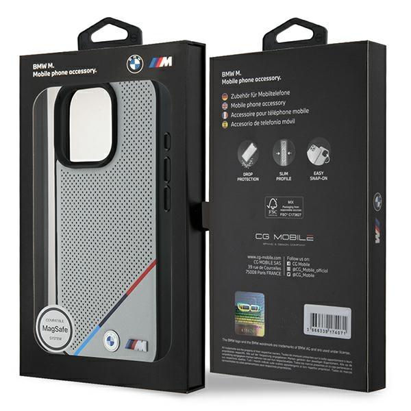 Bmw Bmhmp16L23Pupdg Iphone 16 Pro 6.3Szary/Grey Hardcase M Perforated Tricolor Line Magsafe