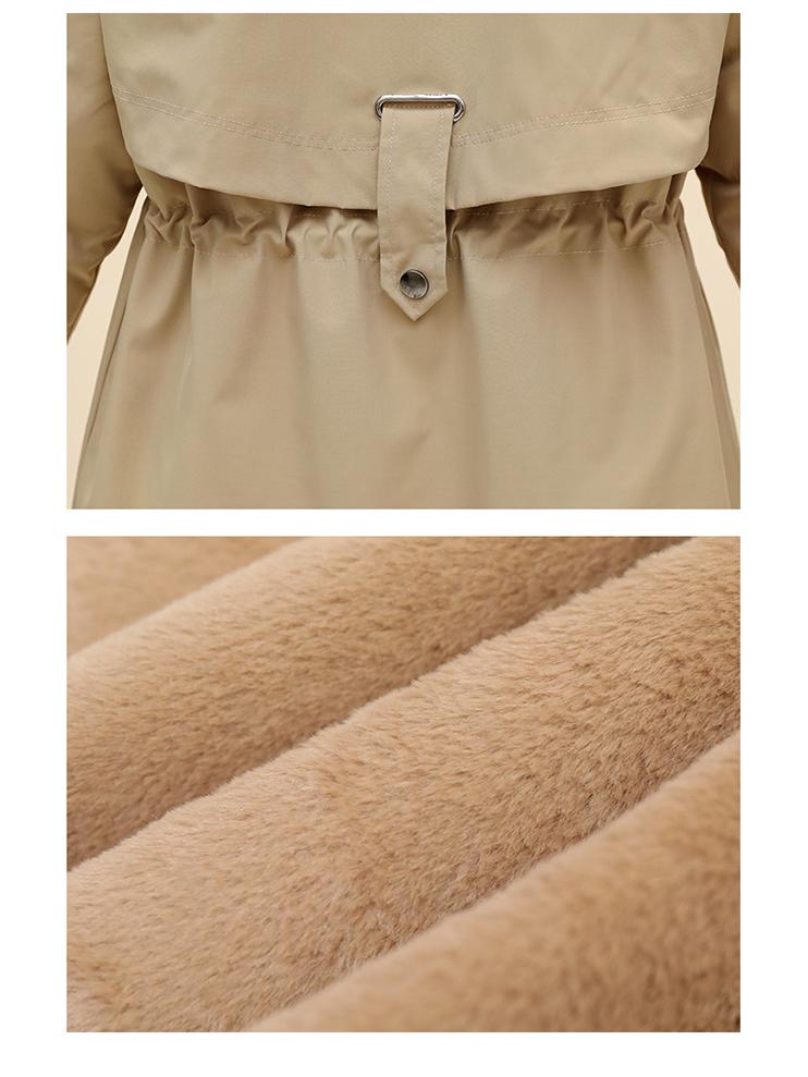 2025 Winter Women's Mid-Length Fur Collar Cotton Coat with Velvet Padding