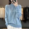 Damen Kaschmirpullover Qinghe Kaschmir 50% Wolle 50% Maulbeerseide Damen Herbst und Winter Kaschmir Pullover Weich und Warm